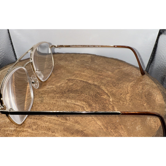 Horizon Eyewear Port Eyeglass Frames 55-19-142 Gold Wire Aviator Style - Picture 4 of 9